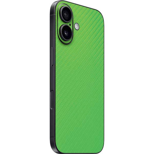 Green Carbon Fiber Specialty Texture Material iPhone 16 Plus Skin